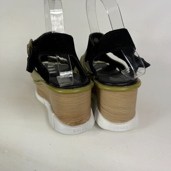 Sorel Joanie III Wedge Sandals Women's 8.5 Olive Green Suede Ankle Strap Buckle - Picture 7 of 10